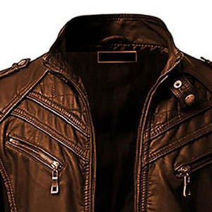 Veste en cuir pour hommes, vêtements décontractés de couleur unie, veste en cuir confortable pour hommes à la mode - Product Image 2