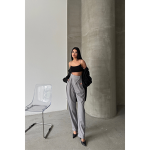 กางเกงขายาวสีเทาสำหรับผู้หญิงแบรนด์ดีไซเนอร์ - Product Image 5