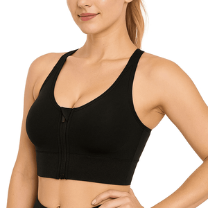 บราออกกำลังกายแบบมีซิปด้านหน้าเปิดหลังมีรูระบายอากาศได้ดีมีซิปด้านหลังนุ่มใส่เล่นกีฬาโยคะเสริมความงามสำหรับฤดูร้อน - Product Image 4