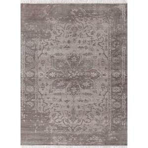 Tapis en laine noué à la main Savana gris et noir AKWL-13010, motif médaillon et abstrait, pour la maison, le couloir, le salon, fait main - Product Image 4