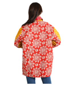 Chaqueta Acolchada Reversible Vintage Hecha a Mano para Mujer, Abrigo Largo de Algodón Floral con Cuello en V, Transpirable, Corto - Product Image 6