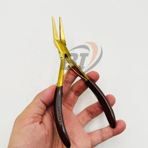 Alicates de Acero Inoxidable para Extensiones de Cabello con Micro-Lenços, Alicates Curvos y Planos, Alicates de Plasma Dorados para Peinado - Product Image 2