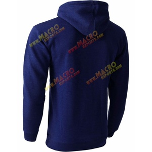Lo último en sudaderas con capucha de moda para hombres 2024 hechas en Pakistán con bordado 3D telas suaves personalizadas aspecto casual con sudaderas básicas azul marino - Product Image 2
