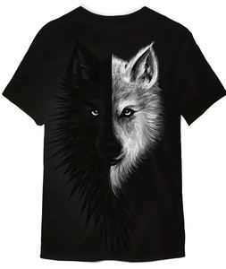 Nhà Máy Bán Buôn Người Đàn Ông Của T Áo Sơ Mi <span class=keywords><strong>3</strong></span> <span class=keywords><strong>D</strong></span> In Màu Đen Và Trắng Wolf Crew Cổ Ngắn Tay Áo Giản <span class=keywords><strong>D</strong></span>ị T-Shirt Cho Nam Giới Quần Áo Ngoài Trời - Product Image 2