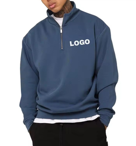 Sudadera de 330g con cremallera de cuarto pesado para hombre, jersey de gran tamaño con estampado Digital y logotipo personalizado, informal, a la moda - Product Image 1