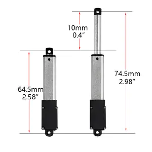 4" Stroke 12V Micro Linear Actuator with Momentary Switch: 188N/42lb Mini Small Electric Motion Actuators