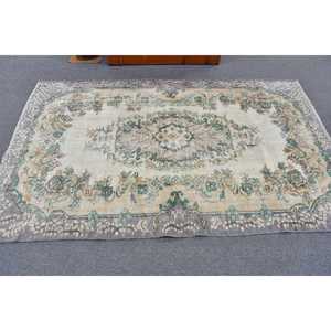 Tapis turc vintage, tapis de sol 4,4x7 pieds, tapis en laine persan gris bleu - Product Image 3