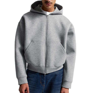 Sweat à capuche zippé pour homme avec poche kangourou, tissu doux au toucher, étiquette personnalisée disponible, 100% coton, épaules tombantes, sweats à capuche zippés pour homme - Product Image 1
