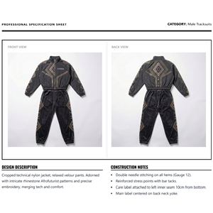 <b>Men</b> Tracksuit <b>Velvet</b> Acid Wash Windbreaker Style Set Rhinestone Embroidery 2 1 Design <b>Jacket</b> Baggy Pants Streetwear Custom - Product Image 6