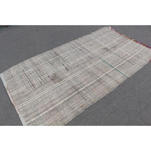 Alfombra Turca Vintage de 4.2x7.9 pies, Alfombra Marroquí Gris y Blanca - Product Image 2
