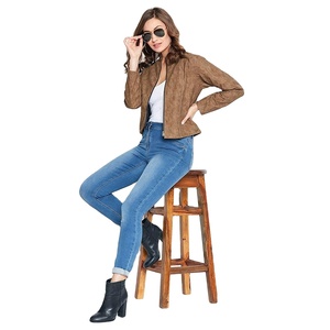 Chaqueta de Motera de Cuero Genuino Marrón para Mujer, de Alta Calidad, para Invierno, con Forro de Algodón, Tejido de Punto y Diseño Transpirable - Product Image 1