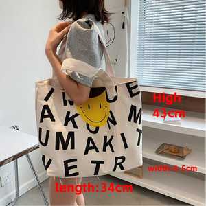 CXJ-F24009 Custom Women's Cotton <b>Canvas</b> <b>Tote</b> Shopping Bag with Solid Pattern Letters Decoration Customizable Size - Product Image 4