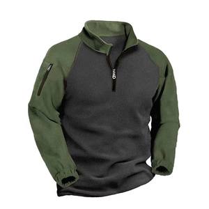 China Bangladesh Factory Price OEM Customized Logo Embroidery <b>Mens</b> Winter Tactical <b>Fleece</b> Half Zip Stand Collar Pullover Jackets - Product Image 6
