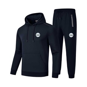 Survêtements pour hommes 2 pièces polaire jogging survêtement ensemble à capuche décontracté athlétique à manches longues ensembles de costumes - Product Image 5