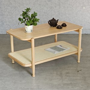Scandinavian Design 2-Tier Ash Wood <b>Coffee</b> <b>Table</b> Convertible Rectangular 100x50x52cm Durable for Indoor Use Living Room <b>Table</b> - Product Image 4