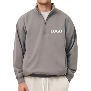 Customize 100% Cotton <b>Half</b> <b>Zip</b> <b>Sweatshirt</b> for <b>Men</b> High-End Newest Design Embroidered Winter Clothing Set - Product Image 2