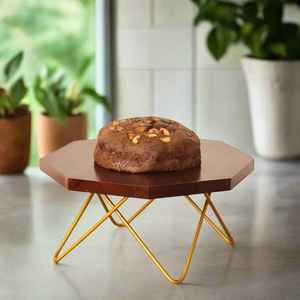 Faizacraft Style de luxe pour présentoir à gâteau en bois de manguier et résine Design moderne - Product Image 1