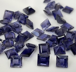 Iolite naturelle coupe carrée 5mm coupe à facettes-pierre précieuse lâche coupe carrée iolite qualité supérieure - Product Image 3