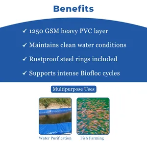 Bâche ronde en PVC enduit Z N Global Nation 1250 GSM pour équipement d'aquaculture, idéale pour les bassins de biofloc et l'élevage aquacole - Product Image 4