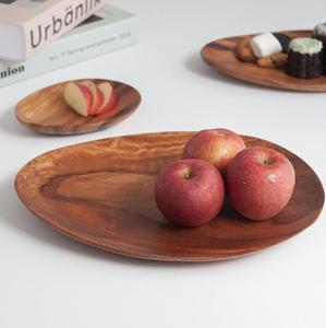 Plato de madera de Acacia hecho a mano elegante utilidad ecológica restaurante Snack Canapé bistec postre pastel plato de madera para servir comida - Product Image 1