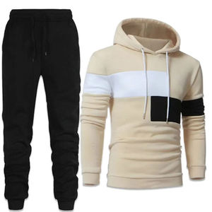 Venta caliente 100% algodón polar en blanco liso pulóver chándales de gran tamaño hombres 2 piezas pantalones de chándal sudaderas con capucha conjunto de chándales para hombres - Product Image 1
