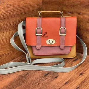 Bolsa de mão em couro reciclado, bolsa de cor arco-íris feminina, sacola estilosa exclusiva e multiuso sustentável, novidade em vendas