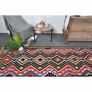 Vintage Turkish <b>Red</b> Rug 28' X 13.3' Traditional Style Large Area Rectangle Hallway <b>Wool</b> Seagrass 10mm Patchwork Latex Room Rug - Product Image 2