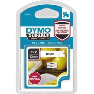 Cinta de Etiquetas DYMO D1, 12 mm x 5.5 m, Blanca sobre Negro, Suministros para Impresora DYMO - Product Image 1