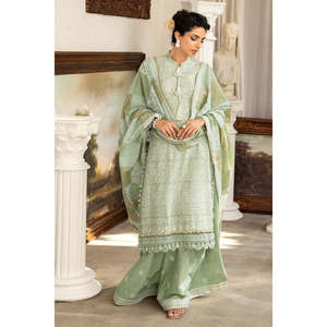 Traje de 3 Piezas para Mujer con Bordado de Zari y Lentejuelas, con Dupatta Estampada en Oro y Laca DN-52038 - Product Image 6