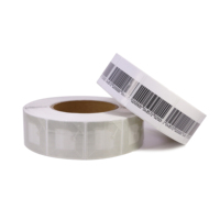 Étiquettes RF blanches imprimables 40*40mm Étiquettes souples antivol de supermarché 8.2Mhz EAS RF Barcode pour la sécurité au détail