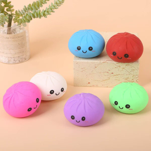 TPR Material Glitter <b>Squishy</b> Dumpling Squeeze Toy Cute Smile Face Stress Relief Fidget Toy with Steamer Box for Kids Adults - Product Image 4