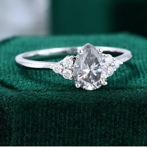 Haute qualité 1ct poire coupe Moissanite bague en diamant VVS1 fiançailles de mariage pour les femmes S925 en argent Sterling avec cadeau plaqué or - Product Image 2