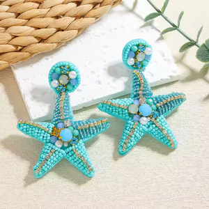 Boucles d'oreilles en perles de rocaille Summer Ocean Vacation Boucles d'oreilles tissées Sea Star Dolphin Scallop - Product Image 5