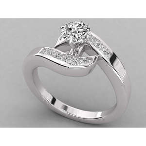 แหวนเพชรเม็ดเดี่ยวทรงบริลเลียนท์ 14K ทองคำ ประดับเพชรเพาะเลี้ยง - Product Image 5