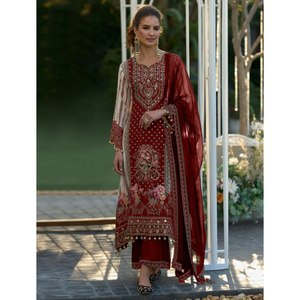 Plazzo Dupatta Original para Mujer, Estampado Digital Seemer, Bordado Elegante, Estilo Formal Tradicional, Nuevo y Moderno, Secado Rápido - Product Image 1