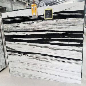 Losas de Mármol Blanco Pulido Diseño Panda, Patrón de Remolino Negro Dramático, Piedra Natural de Lujo para Pisos de Interiores de Apartamentos - Product Image 4