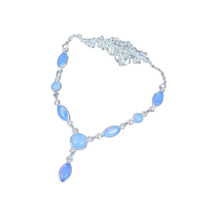 Calcédoine bleue 925 argent Sterling pierres précieuses Designer chaîne collier Marquise forme collier bijoux faits à la main cadeau pour les filles - Product Image 1