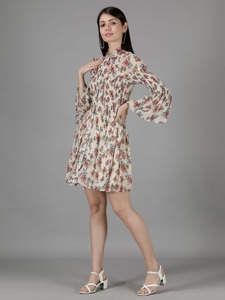 เดรสพิมพ์ลายดอกไม้ทรงบล็อกทำมือของผู้หญิงชุดเดรสสำหรับปาร์ตี้คลับความยาวขนาดเล็กชุดฤดูร้อนและชุดฮันนีมูน - Product Image 3