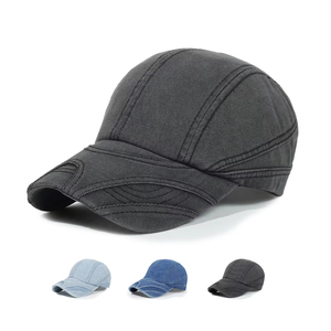 Washed Distressed Trucker <b>Hat</b> Breathable <b>Waterproof</b> Sun Protection Visor Cap Solid Color Unisex Adjustable Outdoor Baseball <b>Hat</b> - Product Image 1