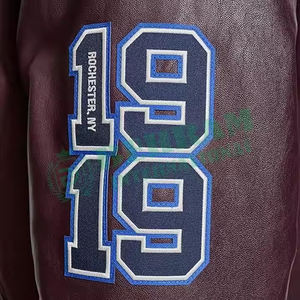 Chaqueta de cuero de alta calidad de lana Varsity para hombre, estilo de béisbol bordado personalizado, fabricante de tela de invierno de manga larga - Product Image 5