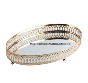 Plateau de service tendance pour la maison, l'hôtel, la cuisine, le restaurant, plateau de service décoratif de couleur or, design moderne, plateau de service ovale en métal - Product Image 5