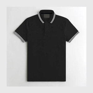 Polo d'affaires d'été pour hommes de haute qualité 100% coton sergé à manches courtes col rabattu anti-boulochage tissu tricoté - Product Image 1