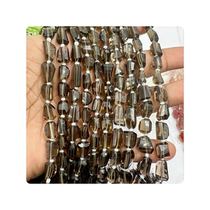 Fabricante indio, venta al por mayor, pepitas facetadas de cuarzo ahumado Natural Premium de 8 pulgadas, 10-12mm aprox. para la fabricación de joyas de piedra - Product Image 5