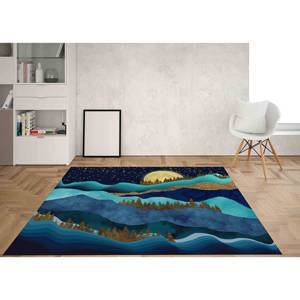 Tapis Paysage Forêt Dorée : Vue sur la Montagne Bleue, Tapis d'appoint Doux, Tapis à Poils Longs - Product Image 1
