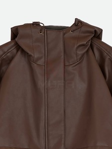 Vente en gros 2024 veste courte en cuir pour femmes tenue décontractée respirante à capuche hiver chaud haute rue prix raisonnable - Product Image 5