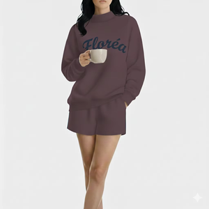 Sudadera Extra Grande con Cuello Alto para Mujer, con Detalles de Lentejuelas y Emblema, Mezcla de Algodón Suave, Estilo Casual para Invierno - Product Image 1