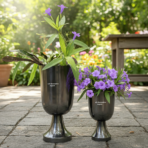 Vase Trompette Doré Poli Élégant Style Moderne, Ensemble d'Urnes Florales en Métal, Petits et Grands Vases Décoratifs sur Piédestal, Écologiques pour Mariages - Product Image 5