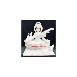 Belle déesse de marbre blanc indien Laxmi maa Statue de dieu bonne finition fine couleur blanche utilisée pour la décoration du temple et de la maison - Product Image 5