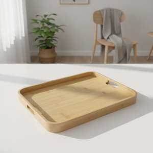 ถาดเสิร์ฟไม้ 3202827L ทนทาน ขายดี พร้อมหูจับไม้อัด สำหรับร้านน้ำชา - Product Image 1