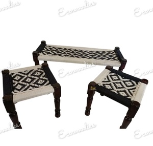 Premium Quality Eco-Friendly Wooden Ottoman <b>Stool</b> Farmhouse Modern Design Space Saving Apartment Use Bone Inlay Console - Product Image 5